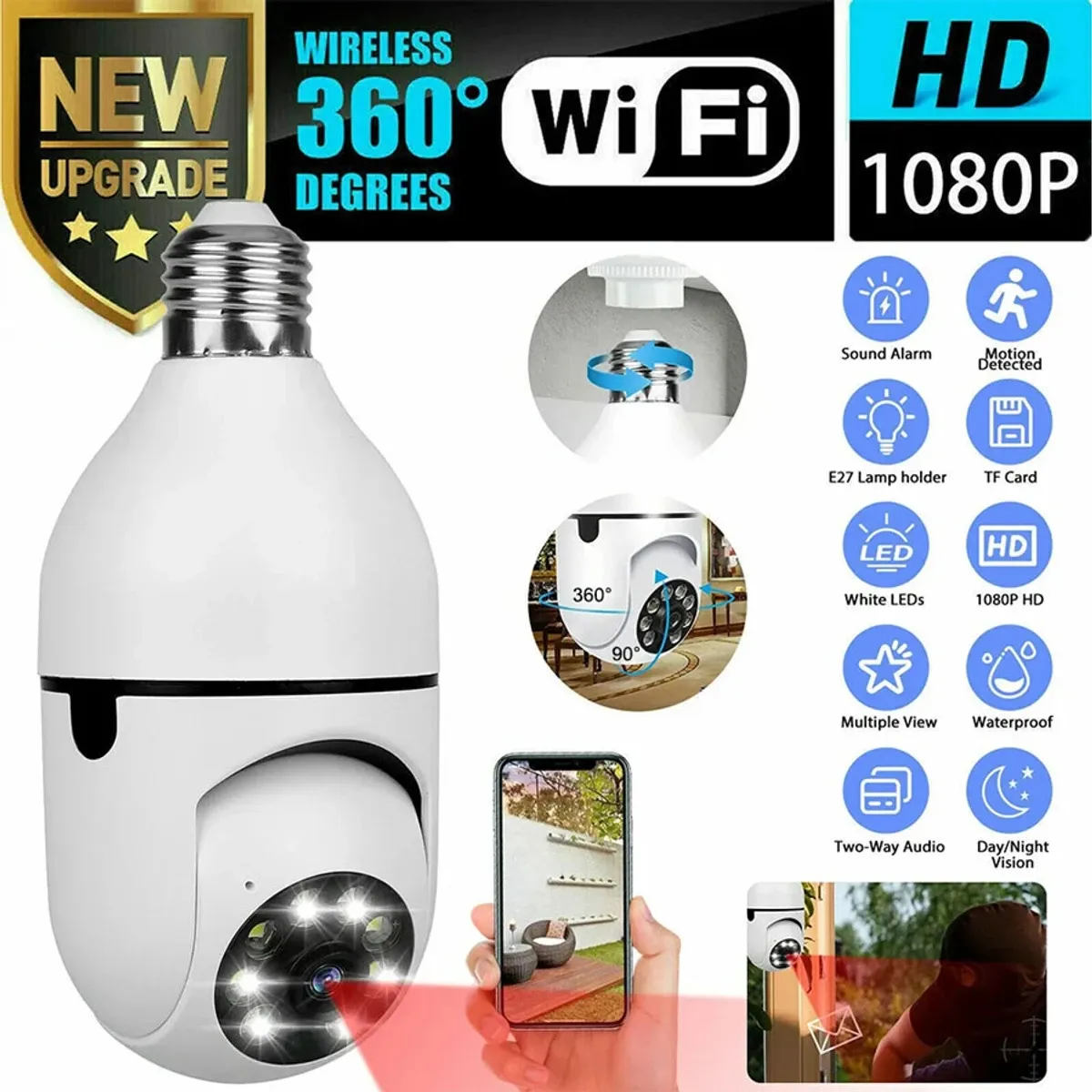 V380 Bulb System 360° Moving WI-FI IP Camera